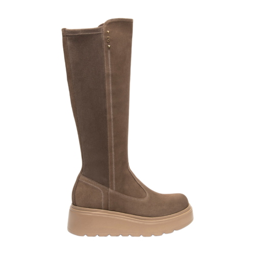 Damen-Plateau-Stiefel NeroGiardini aus Veloursleder und technischem Gewebe I618114D
