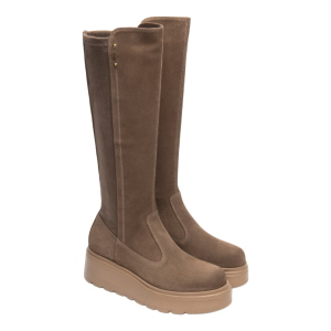 Damen-Plateau-Stiefel NeroGiardini aus Veloursleder und technischem Gewebe I618114D