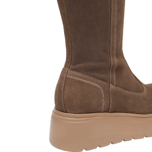 Damen-Plateau-Stiefel NeroGiardini aus Veloursleder und technischem Gewebe I618114D