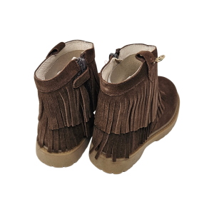 Balducci ASPE1150 Mädchen-Stiefeletten aus braunem Veloursleder mit Reißverschluss und Fransen