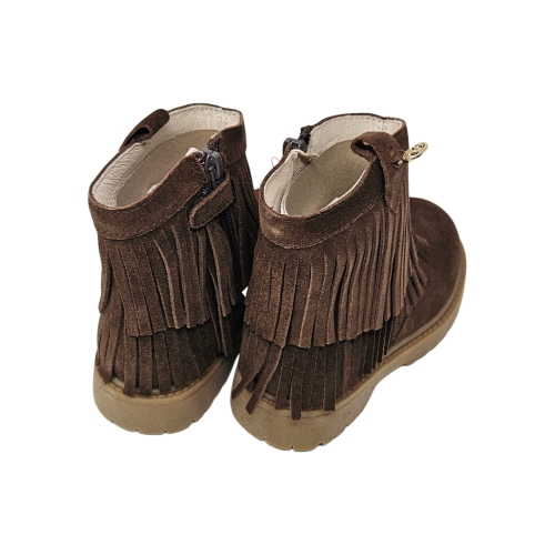 Balducci ASPE1150 Mädchen-Stiefeletten aus braunem Veloursleder mit Reißverschluss und Fransen