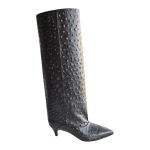 Stivali OVYé da donna in pelle struzzo nero SA002STR