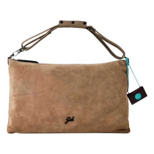 Gabs BEYONCE EW LARGE El Salvador Bull Black crossbody bag in suede and hammered calfskin leather G012100T3X3153