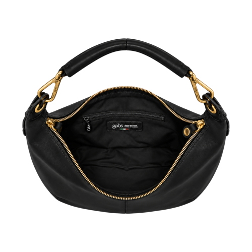 Sac shopping à épaule Gabs G13 ROUNDY + MEDIUM Ligne Plus en cuir de veau lisse et toile de voile G012590T2X3146