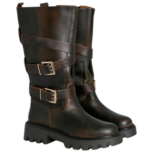 Stivali Biker OVYé in pelle con fibbie PSE04ASPMORO